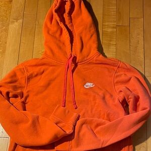 Nike Orange Pullover Hoodie with Small White Swoosh